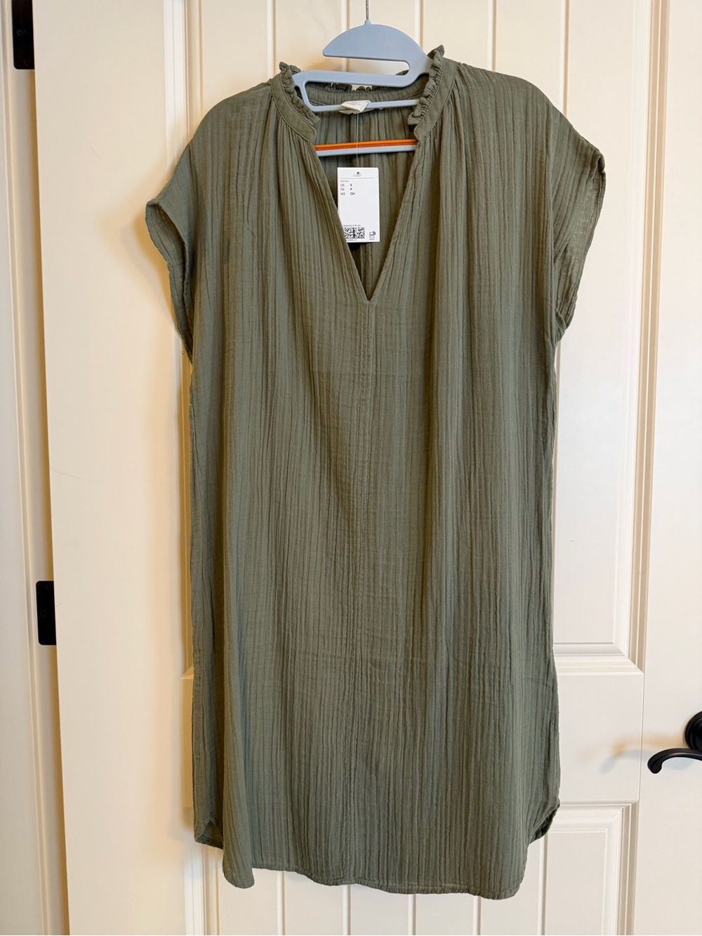 H&M Olive V-Neck Gauze Dress NWT